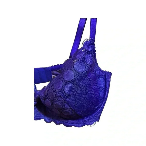 Savage x Fenty Demi Lace Bra 34DD Mod on Moon Blue Dragonfly Purple Underwire - Picture 6 of 8